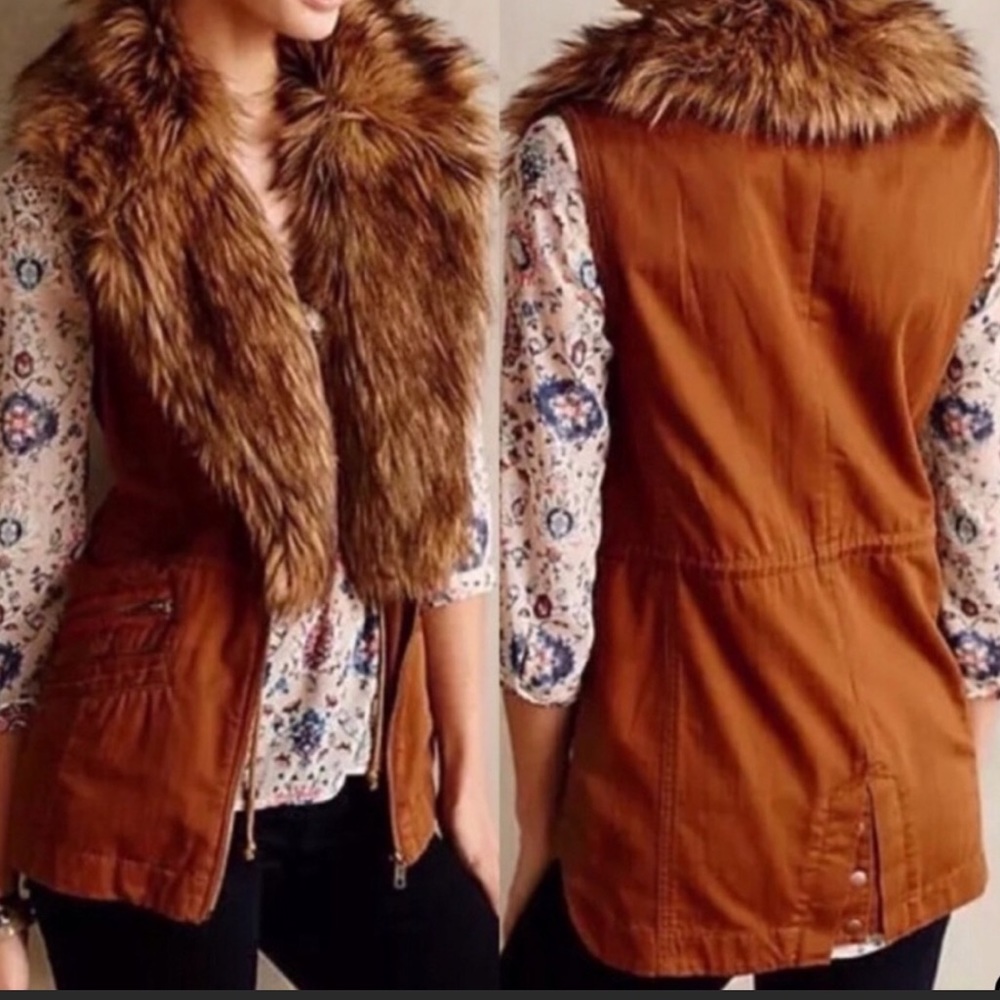 EUC Anthropologie Hei Hei faux fur vest - S